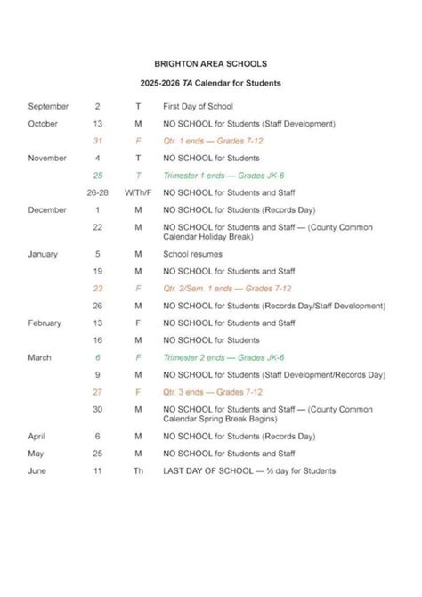 Brighton Michigan School Calendar 2025 2026 Adam Blake Brighton Michigan School Calendar 2025 2026 Adam Blake