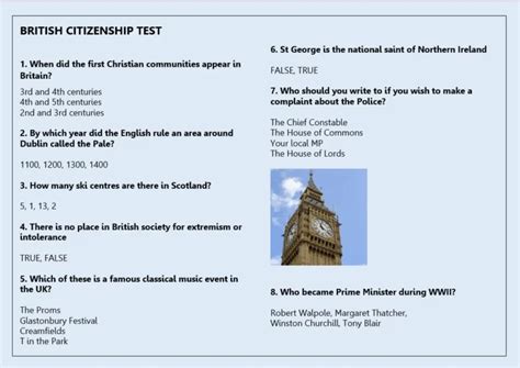 British Citizenship Test Questions