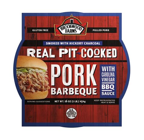 Brookwood Farms Pulled Pork Pit Cooked Carolina Style Barbeque 16Oz Brookwood Farms Pulled Pork Pit Cooked Carolina Style Barbeque 16Oz