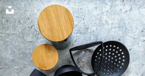 Brown Wooden Spatula Beside Black Handled Spatula Photo Free Wood