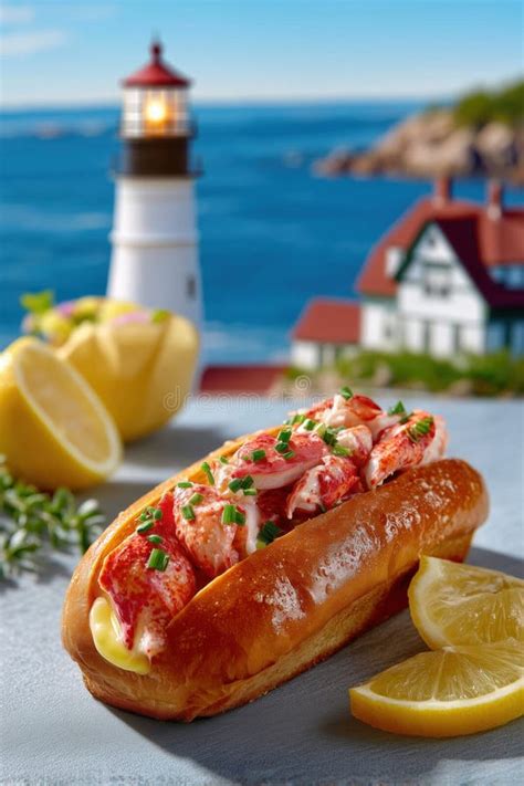 Butter Drizzles Over Fresh Lobster Roll With Claw Meat Spilling Scenic