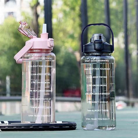 Buy 2L Water Bottle With Straw Two Lid Super Leakproof Portable Big