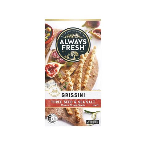 Buy Always Fresh Grissini Breadsticks Three Seed 125G Coles Buy Always Fresh Grissini Breadsticks Three Seed 125G Coles