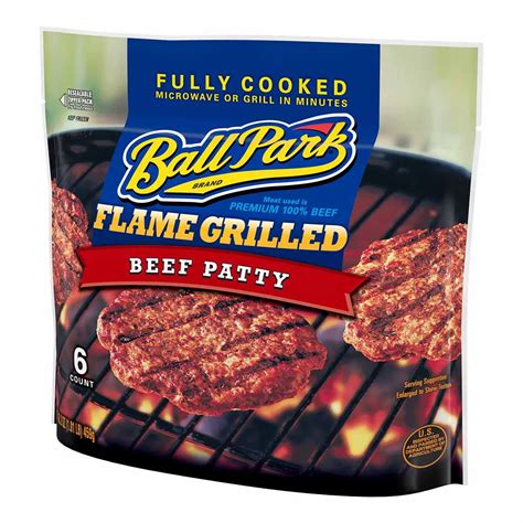 Buy Ball Park Fully Cooked Flame Grilled Beef Patties 16 2 Oz 6 Ct