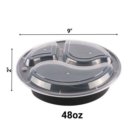 Buy Bulk 48Oz Meal Prep Round 3 Compartment With Lids Food Storage C Onlyonestopshop