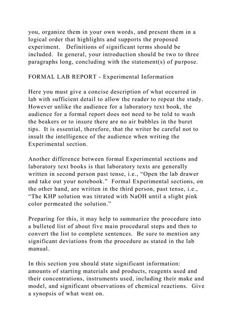 C125c126 Formal Lab Reportformal Lab Report Generala F Docx