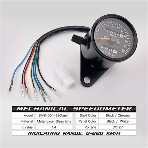 Cafe Racer Retro Custom Motorcycle Mechanical Speedometer With Led