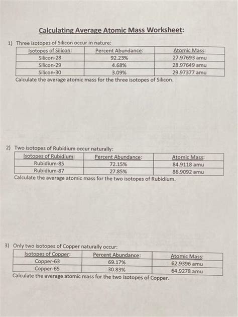 Calculating Average Atomic Mass Worksheet Answer Key Airslate Signnow