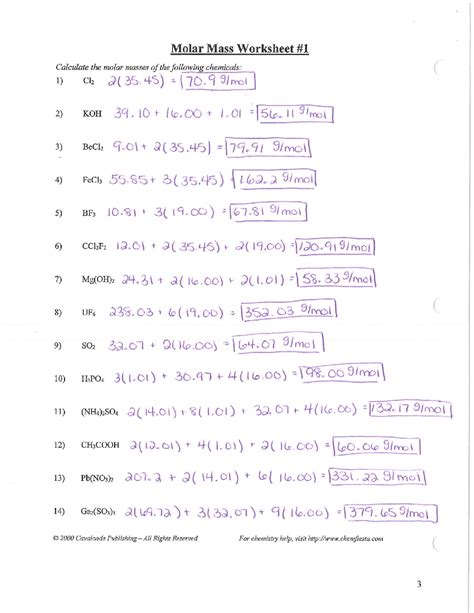 Calculating Molecular Mass Worksheet Calculating Molar Mass Calculating Molecular Mass Worksheet Calculating Molar Mass