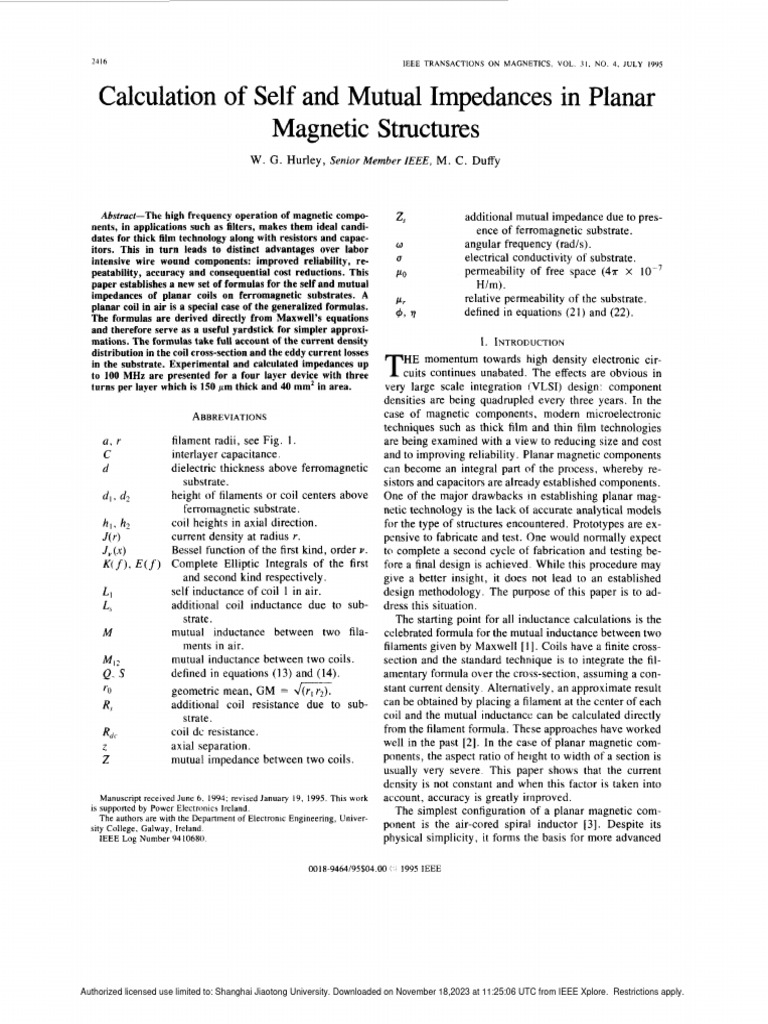 Calculation Result Of Inductance Of Planar Coil F 200 Khz
