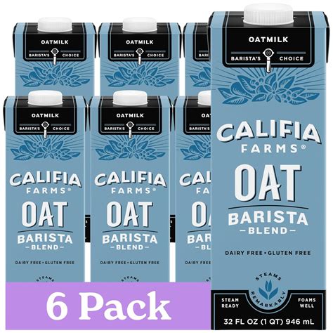 Califia Farms Oat Milk Unsweetened Barista Blend 32 Oz Pack Of 6