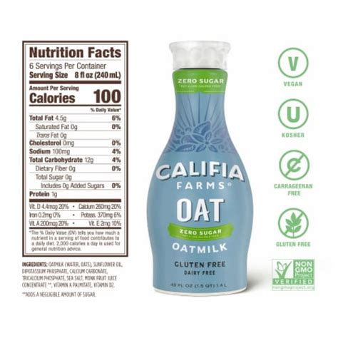 Califia Farms Oat Zero Sugar Oat Milk Myrtle Beach Groceriesahead
