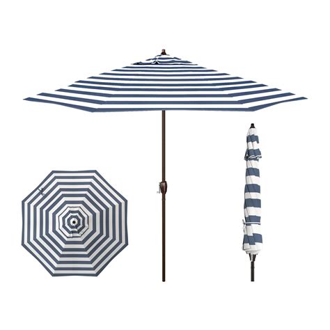 California Umbrella 9 Amp 39 Patio Umbrella Navy White Cabana Stripe Har