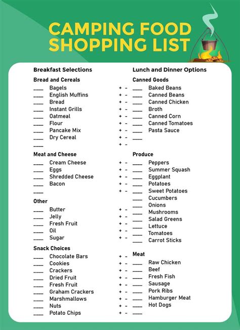 Camping Food Shopping List Template Download Printable Pdf Templateroller Camping Food Shopping List Template Download Printable Pdf Templateroller