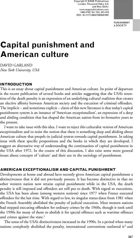 Capital Punishment And American Culture David Garland 2005