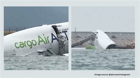 Cargo Plane Slides Off Runway Crashes Into Sea At Hong Kong Airport Chilling Video Emerges Trending News The Indian Express