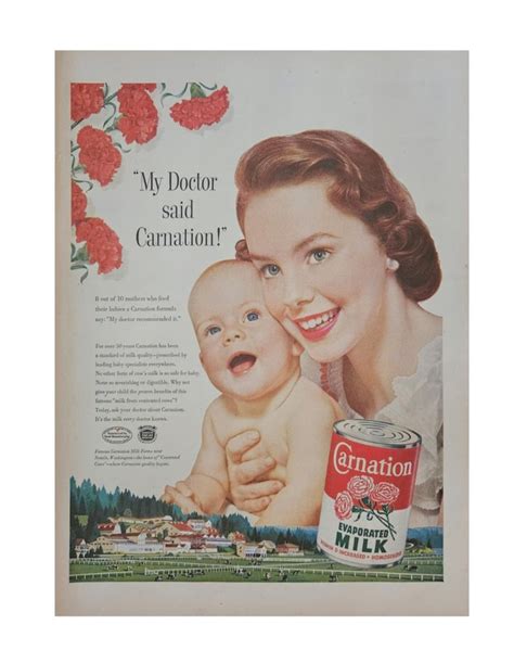 Carnation Evaporated Milk Vintage Print Ad 1950S Retro Decor Etsy
