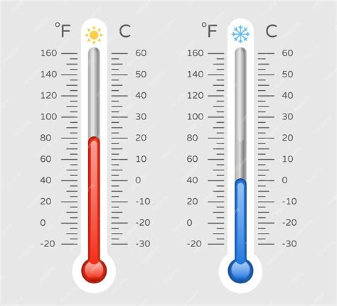 Celsius And Fahrenheit Thermometers Measuring Vector Image