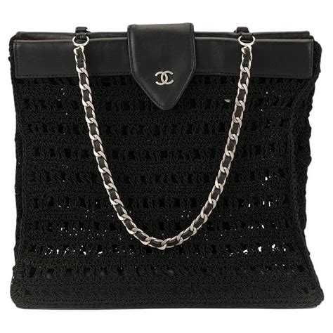 Chanel 1998 Vintage Crochet Woven Small Tote Basket Bag For Sale At