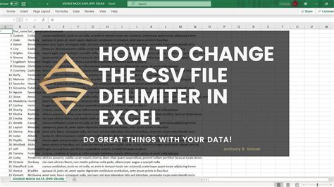 Change The Csv File Delimiter In Excel Youtube Change The Csv File Delimiter In Excel Youtube