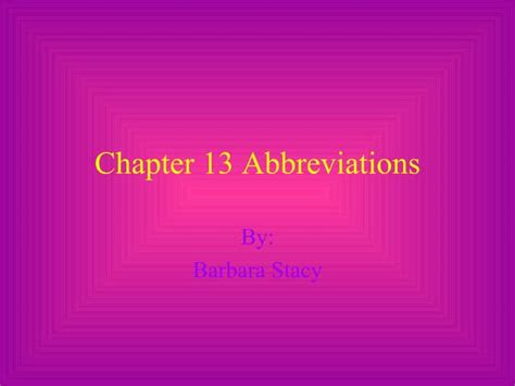 Chapter 13 Abbreviations