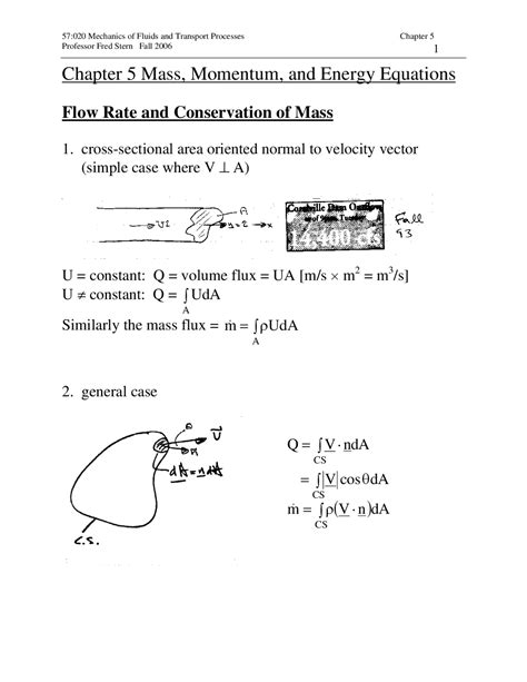 Chapter 5 Mass Momentum And Energy Equations Study Notes Fluid Chapter 5 Mass Momentum And Energy Equations Study Notes Fluid