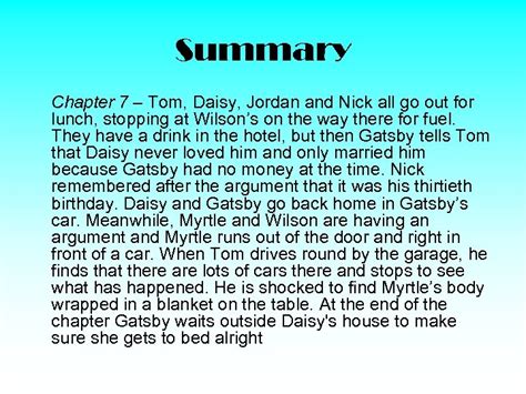 Gatsby Chapter 7 Summary