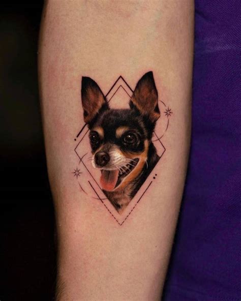 Chihuahua Portrait Tattoo Located On The Inner Forearm