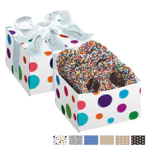 Chocolate Covered Pretzel Gift Box Rainbow Nonpareil Sprinkles Chocolate Covered Pretzel Gift Box Rainbow Nonpareil Sprinkles