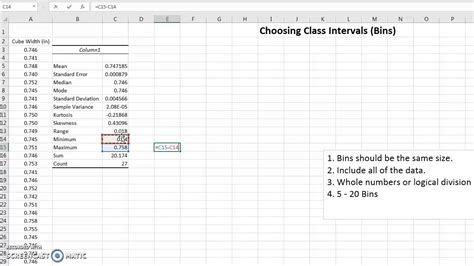 Choosing Class Intervals Excel Bins Youtube Choosing Class Intervals Excel Bins Youtube