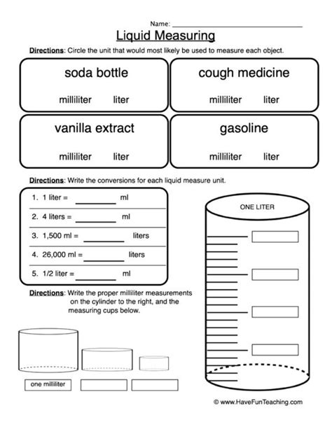 Choosing Milliliter Or Liter Worksheet Have Fun Teaching