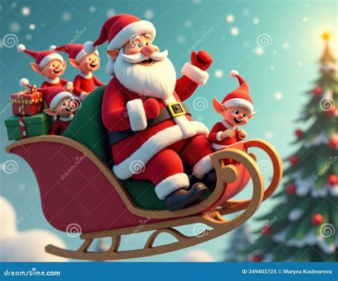 Christmas Theme With Santa And Gifts On Sleigh Illustration Stock Christmas Theme With Santa And Gifts On Sleigh Illustration Stock