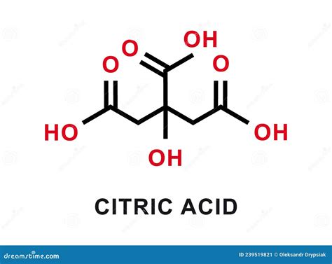 Citric Acid Structural Skeletal Chemical Formula Vector Image