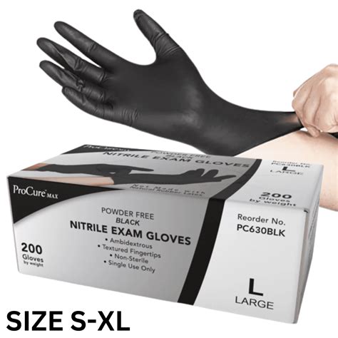 Cleaning Gloves Sturdy Pack 4Mil Nitrile Gloves Powder Latex Free Textured Work Gloves Black 100 Count Rubber Gloves