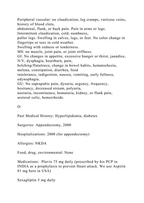 Clinical Documentation Templatesubjectivechief Complaint Docx