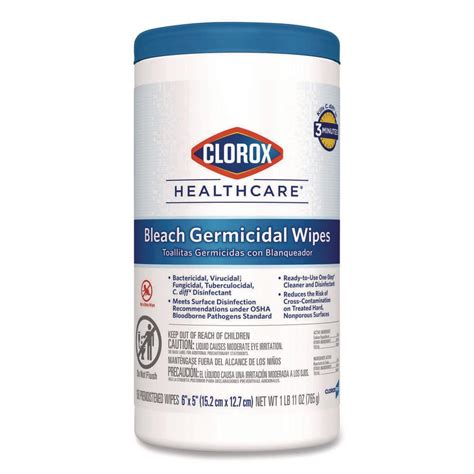 Clorox Healthcare Bleach Germicidal Disinfecting Wipes 6 In X 5In