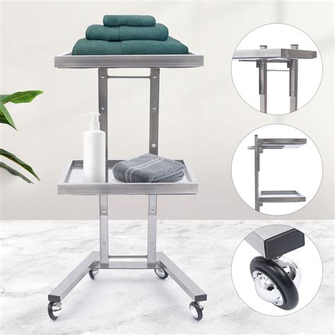 Collapsible Utility Cart 2 Tier Cart Trolley Tray Stainless Steel Salon Collapsible Utility Cart 2 Tier Cart Trolley Tray Stainless Steel Salon