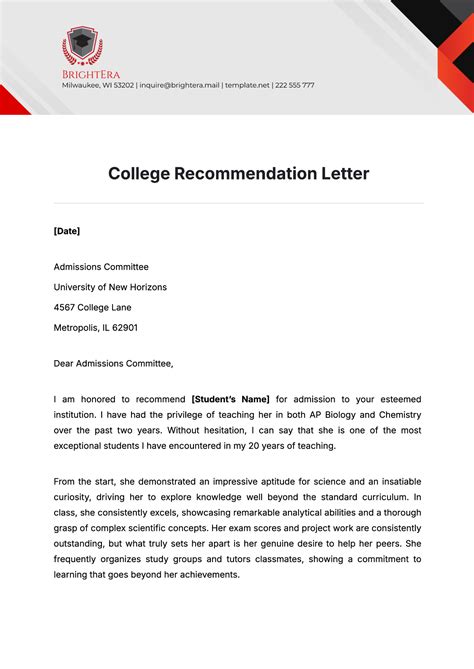 College Recommendation Letter Guide
