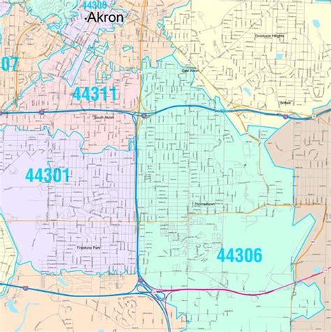 Color Cast Style Wall Map Of Akron Ohio By Market Maps American Map Store