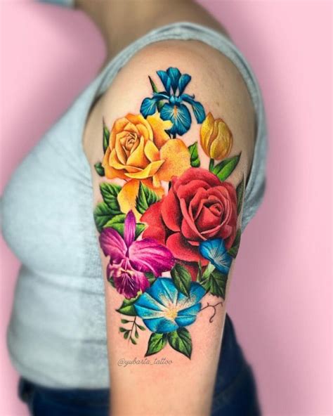 Colorful Flower Tattoos Designs Colorful Flower Tattoos Designs