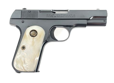 Colt 1903 Pocket Hammerless Nickel 32 Acp Semi Automatic Pistol 1915 C R Lsb Auctions