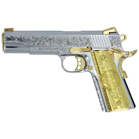 Colt 1911 Competition 45 Acp Italian Renaissance High Polished White Chrome