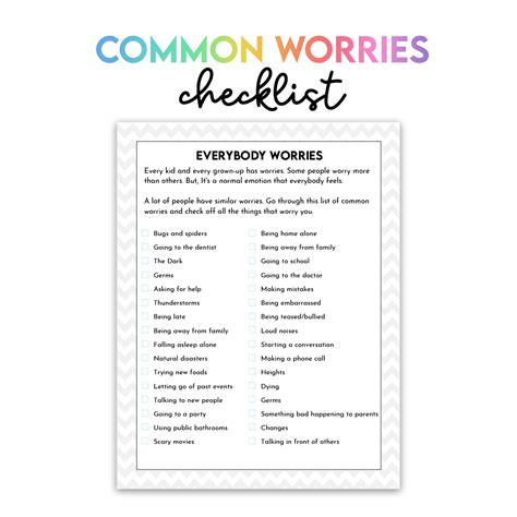 Common Worries Checklist Common Worries Checklist