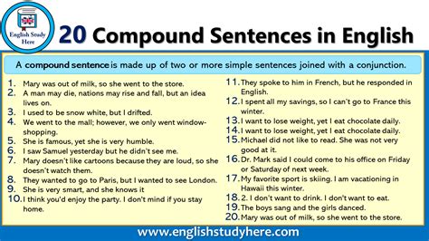 Compound Sentences In English English Study Here