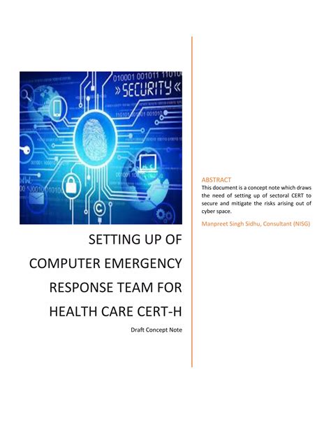 Computer Emergency Response Team For Health Care Sector Cert H Pdf