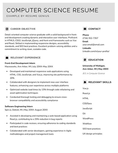Computer Science Cs Resume Example Template Guide Art Vrogue Co Computer Science Cs Resume Example Template Guide Art Vrogue Co