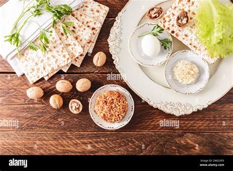 Concept Of Jewish Passover Holiday Top View Stock Photo Image Of