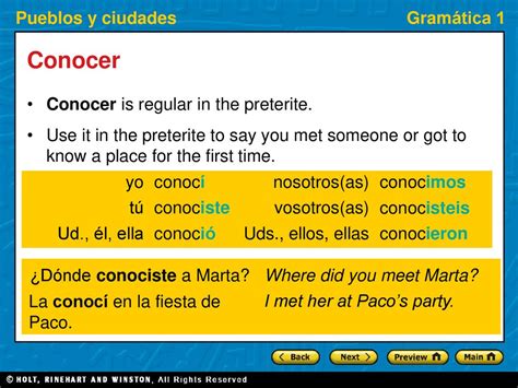 Conocer Conjugation Preterite Spanish