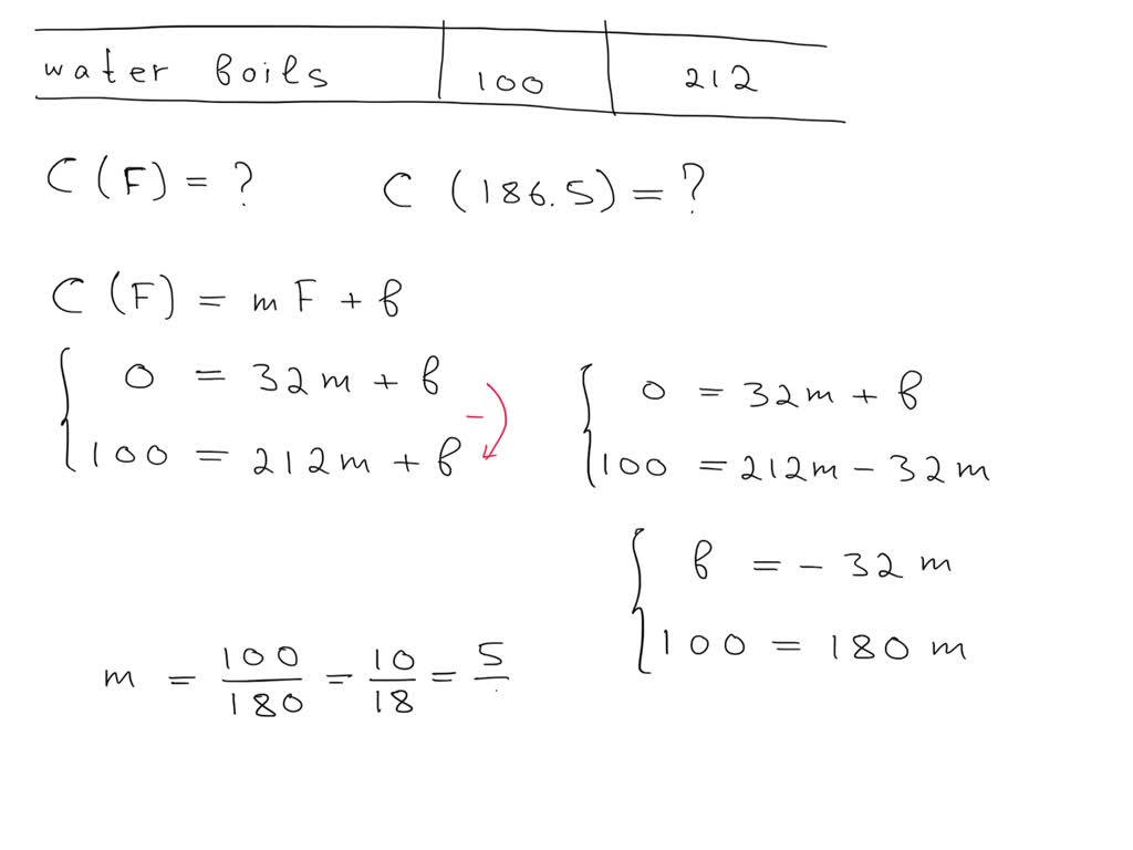 Consider The Following Table Water Freezes Water Boils 100 212 A Linear