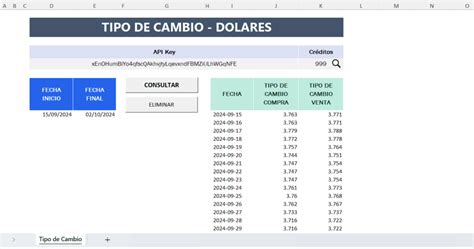 Consulta Tipo De Cambio D Lares Api Sunat Excel Negocios